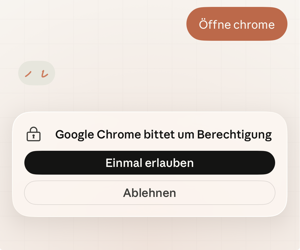 Berechtigungsdialog: Google Chrome bittet um Berechtigung