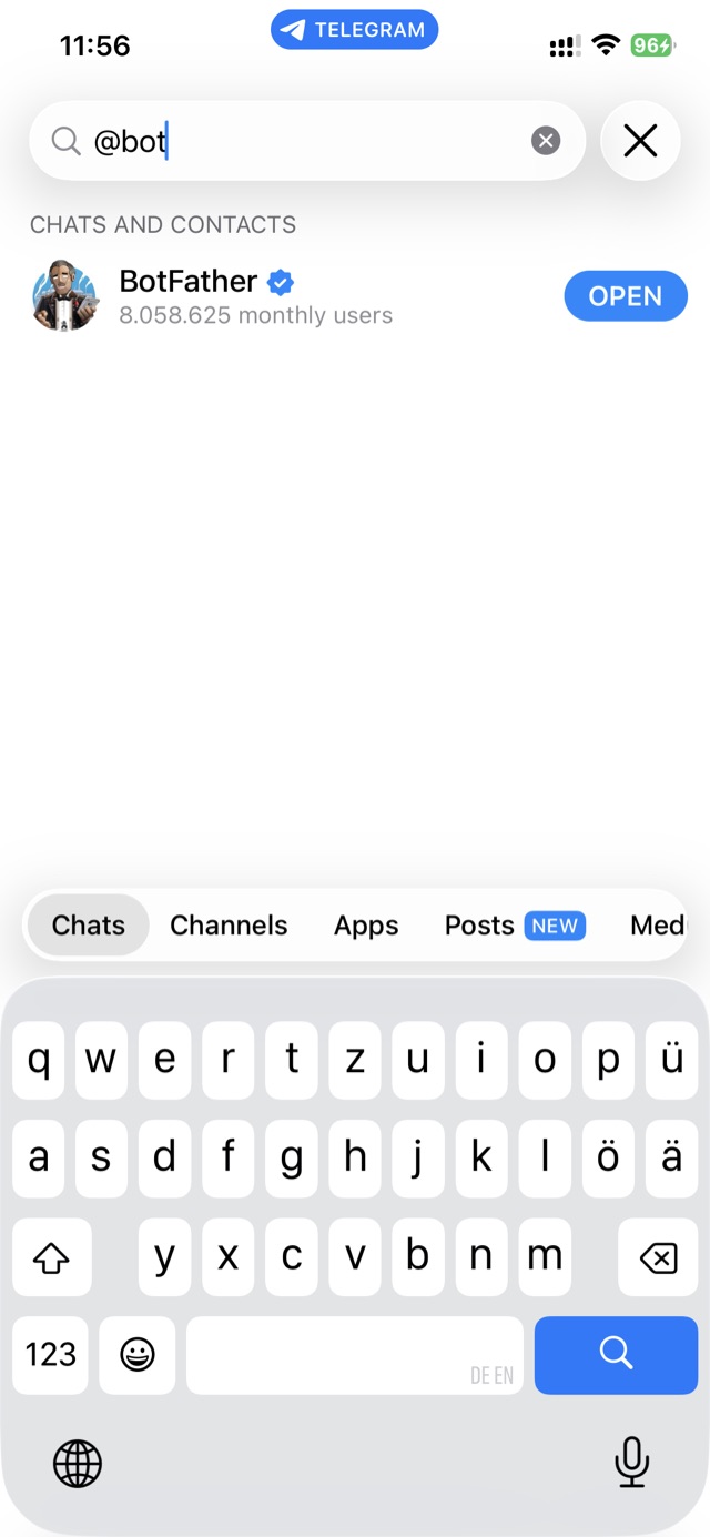 Telegram-Suche nach BotFather